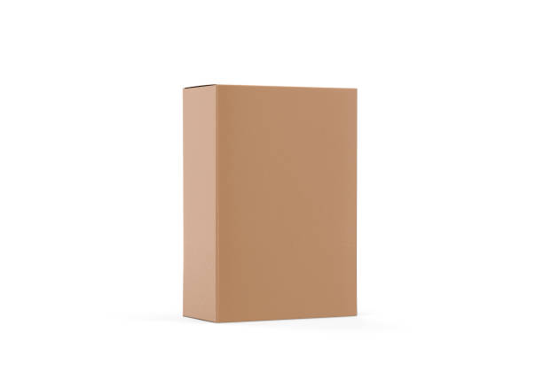 istock Brown Kraft paper box mockup, cardboard packaging box mock up template on isolated white background, 3d illustration 1305278088
