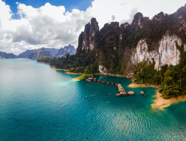 Khao Sok Thailand, Scenic mountains on the lake in Khao Sok National Park, Drone aerial shot, top view of Khao Sok National Park Khao Sok Thailand, Scenic mountains on the lake in Khao Sok National Park, Drone aerial shot, top view of Khao Sok National Park. South East Asia kao sok national park stock pictures, royalty-free photos & images