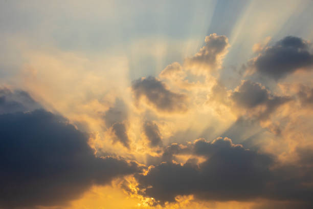istock Beautiful crepuscular sun ray through the cloud 1305282312