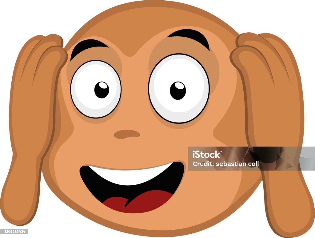 Ilustración de Ilustración Vector De Dibujos Animados De La Expresión Alegre De La Cabeza De Un Mono Cubriéndose Las Orejas Con Sus Manos Concepto De Silencio No Escuchar Mal Los Tres Monos Ilustración de Ilustración Vector De Dibujos Animados De La Expresión Alegre De La Cabeza De Un Mono Cubriéndose Las Orejas Con Sus Manos Concepto De Silencio No Escuchar Mal Los Tres Monos