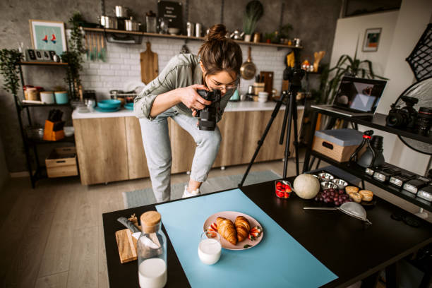 istock Taking a photo of croissant breakfast with professional camera 1305284706