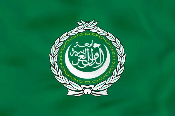 Vector illustration of Arab League waving flag. Arab League national flag background texture.