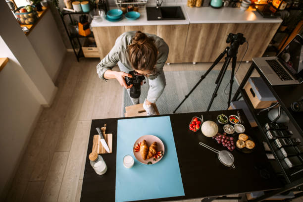istock Taking a photo of croissant breakfast with professional camera 1305284779