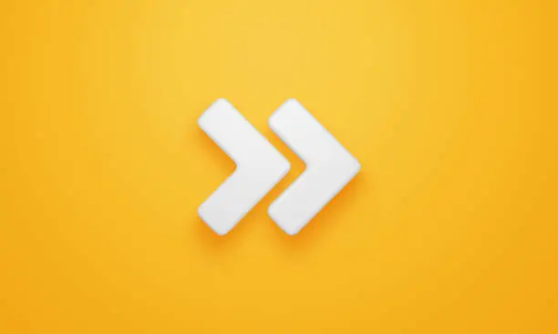 Minimal arrows symbol on yellow background. 3d rendering.