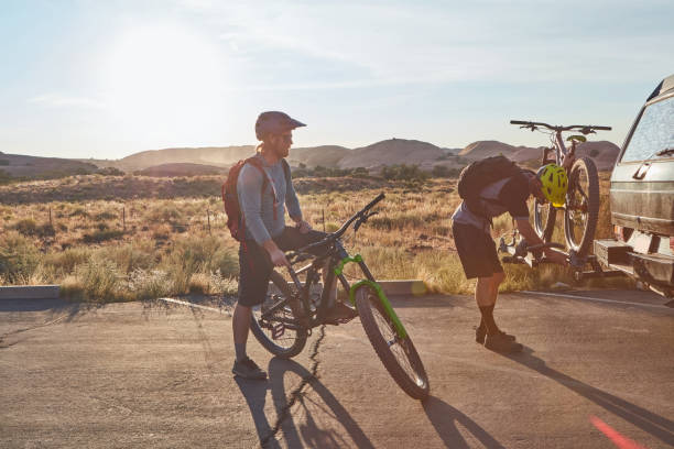 istock Awesome people ride mountain bikes 1305285090