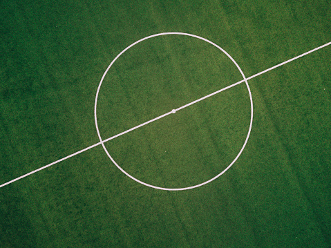 Aerial view of a soccer field