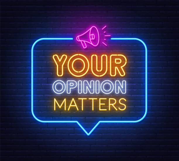 Your opinion matters neon sign on brick wall background. Your opinion matters neon sign on brick wall background . pennine alps stock illustrations