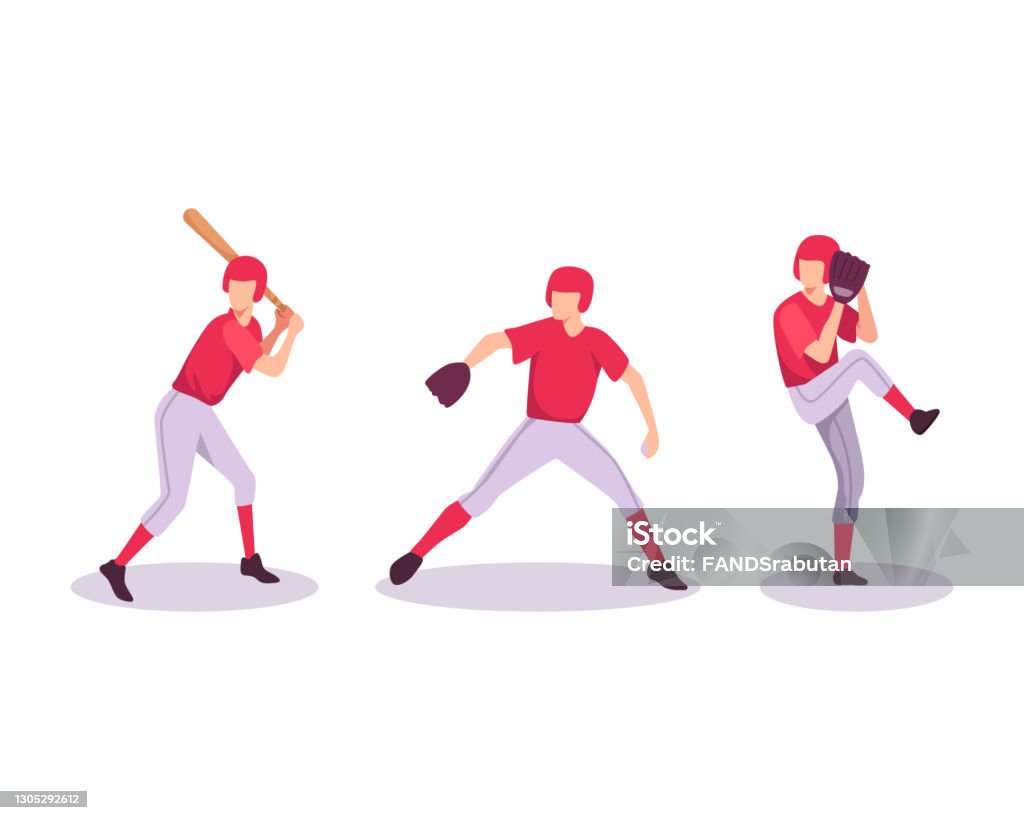 Atleta di baseball - arte vettoriale royalty-free di Baseball