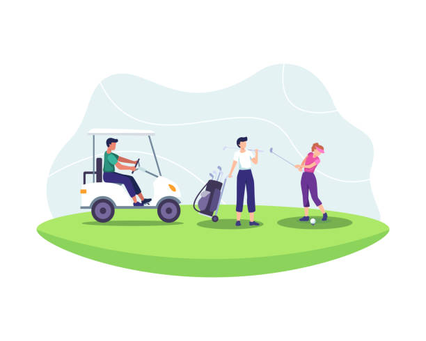 골프 스포츠 일러스트 컨셉 - golf course illustrations stock illustrations