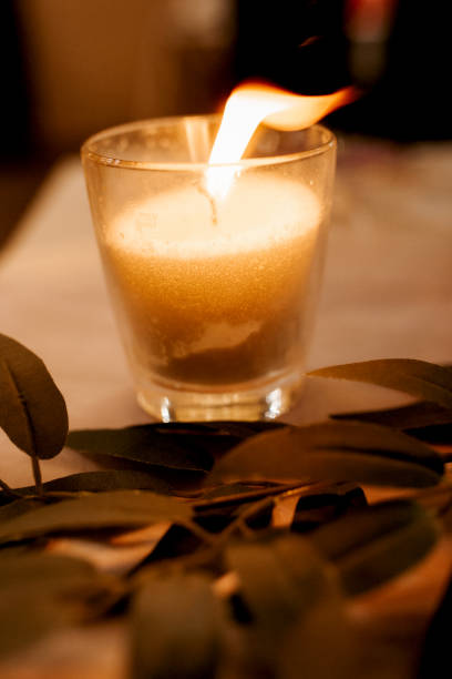istock atmospheric candle decor with live fire on the banquet table 1305293385