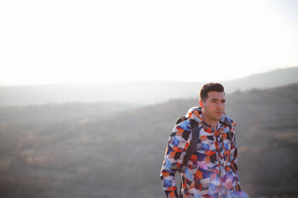 istock Hiker on mountains enjoy  stock photo 1305299058