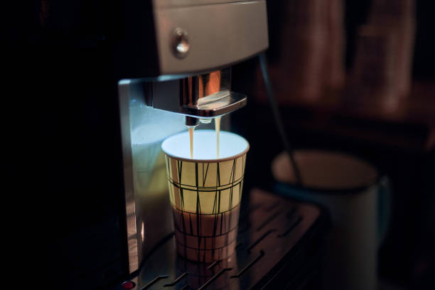 Vending coffee machine and paper cup nobody