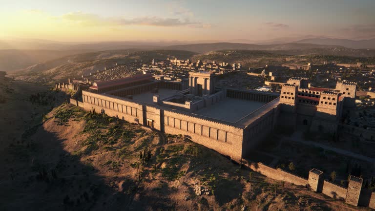 Jerusalem, a model of the Second Temple. Some elements are from OpenStreetMap.