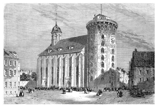 ilustrações de stock, clip art, desenhos animados e ícones de the round tower copenhagen denmark 1862 - 1862