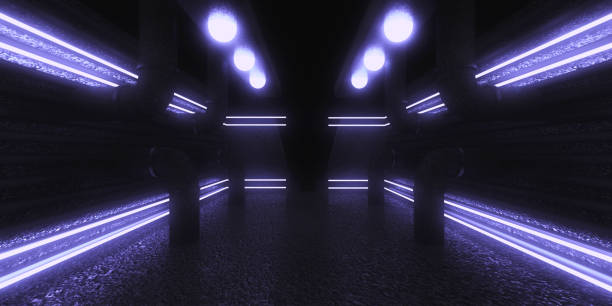 istock 3D abstract background with neon lights. neon tunnel .space construction . 3d illustration 1305310114