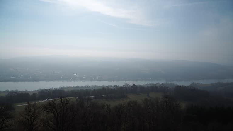 Panoramic View over Danube River at Nibelungengau seen from Maria taferl, Austria