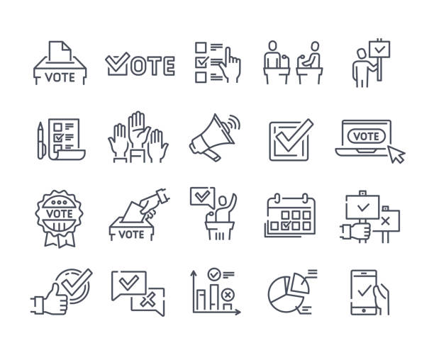 einfache satz von abstimmung verwandte vektor-icons. - voting stock-grafiken, -clipart, -cartoons und -symbole