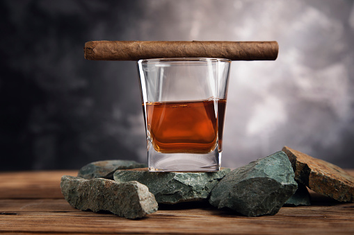 Cognac in a back-lite glass.