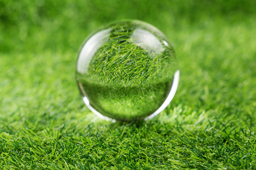The glass ball on the grass