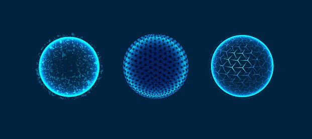 Different energy protection spheres set. Vector.