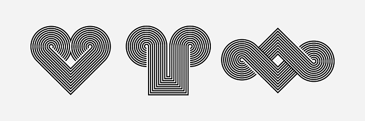 Three Vector Shapes In One Style Stock Illustration - Download Image ...