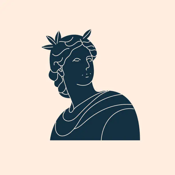 Vector illustration of Ancient greek character sculpture flat cartoon illustration.