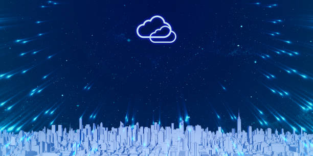 istock Storing data in the cloud Big city filled with tall buildings Internet storage 3d illustration 1305322432
