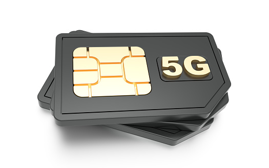 5g SIM-cards isolated on white background