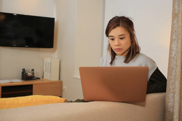 istock girl work at home overnight and very busy 1305325043