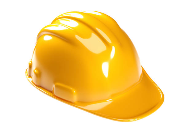 Yellow safety helmet know as hardhat on white background. Clipping path. 3d render