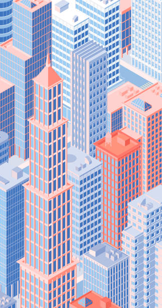 Isometric city skyline. Vector illustration. Isometric city centre, cityscape, city skyline. Vector illustration in flat design. singapore flats stock illustrations