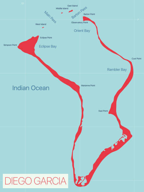 illustrazioni stock, clip art, cartoni animati e icone di tendenza di mappa modificabile dettagliata di diego garcia - british indian ocean territory