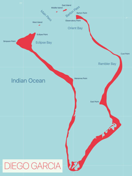 диего гарсия подробная редактируемая карта - british indian ocean territory stock illustrations