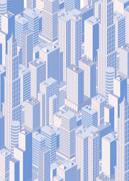 Vector illustration of Isometric city skyline. Vector illustration.
