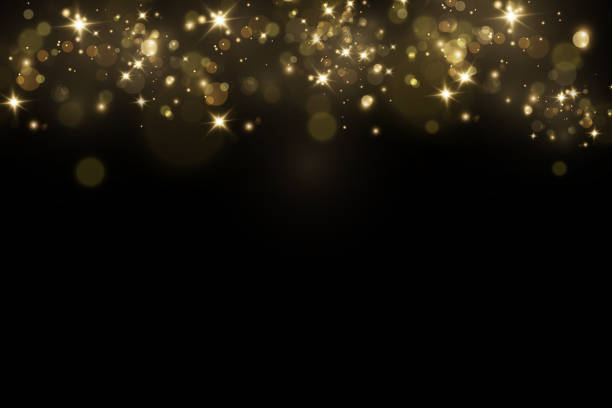 istock Christmas light effect. Sparkling magical dust particles.The dust sparks and golden stars shine with special light. 1305329118