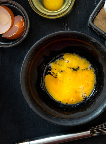 istock Beaten egg yolks in a bowl on a dark background 1305330358