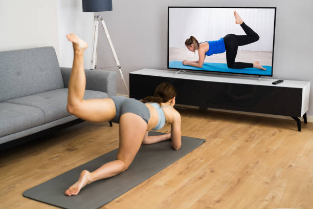 istock TV Online Fitness Exercise Workout 1305330882