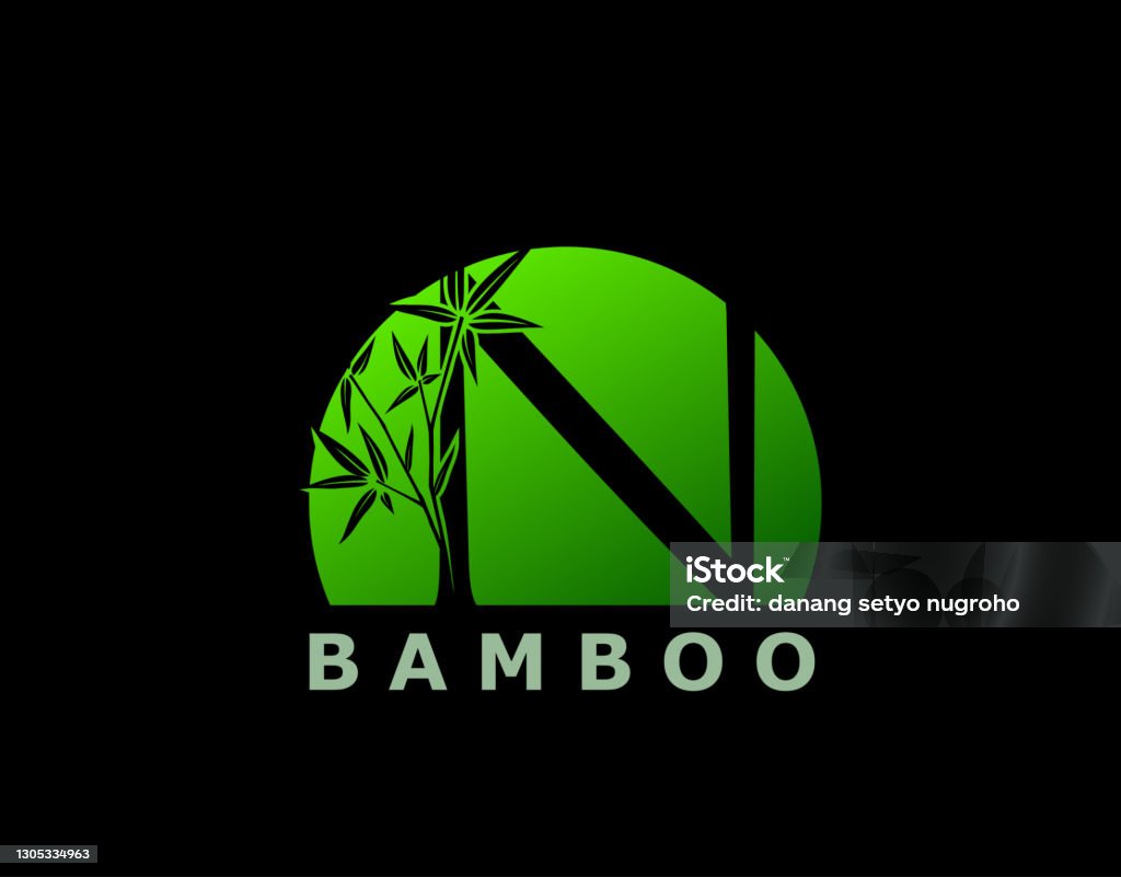 Yeşil Bambu Ağacı N Harfi Logo Tasarımı. - Royalty-free Japon Kültürü Vector Art