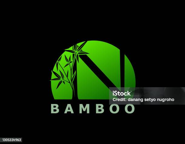 Yeşil Bambu Ağacı N Harfi Logo Tasarımı Stok Vektör Sanatı & Japon Kültürü‘nin Daha Fazla Görseli - Japon Kültürü, Japonya, N harfi