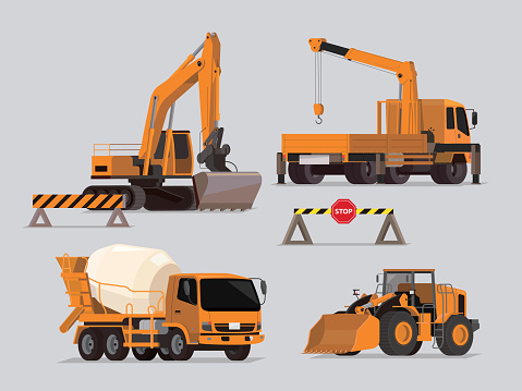 Vector set of construction vehicles