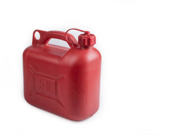 istock Plastic red 5 liter gas canister on a white 1305341413
