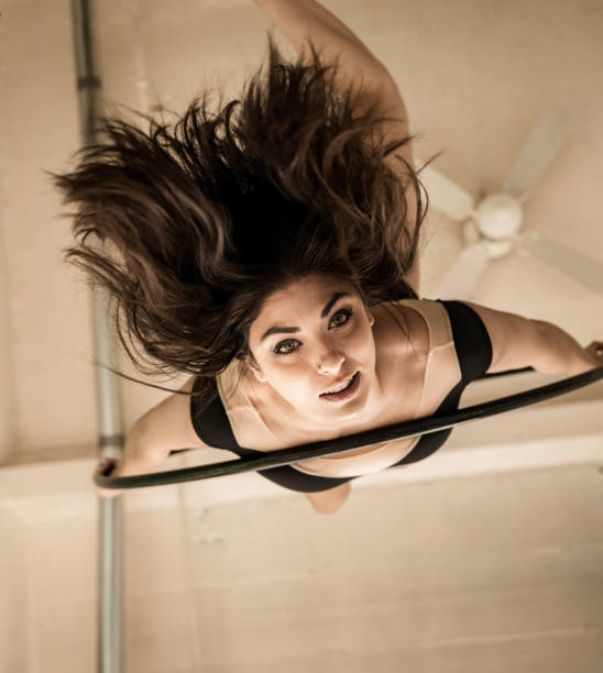 Aerial dancer performance with ring