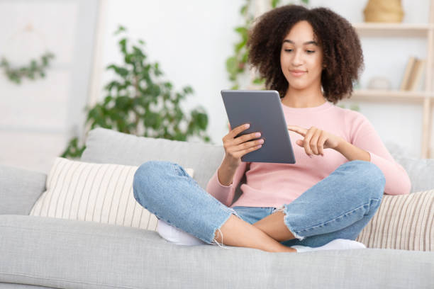 istock Dating site, searching work, blogging, surf in internet in spare time during covid-19 lockdown 1305342774