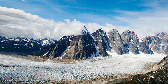 Aletsch glacier panorama from Jungfraujoch Switzerland looking towards the Dreieckhorn in the centre the Aletschhorn on the right the Eggishorn in the near distance and the Pizzo Cervandone and the Helsenhorn in the far distance