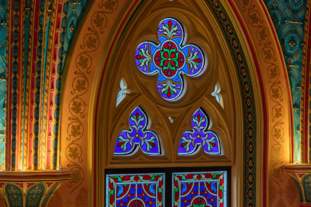 istock Colourful church stained glass 1305345960