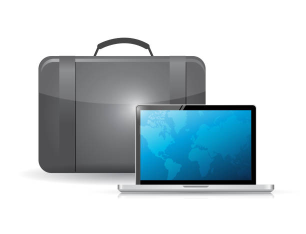 Suitcase and laptop illustration design vector art illustration