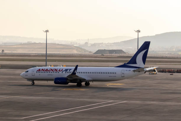 AnadoluJet plane at airport. stock photo