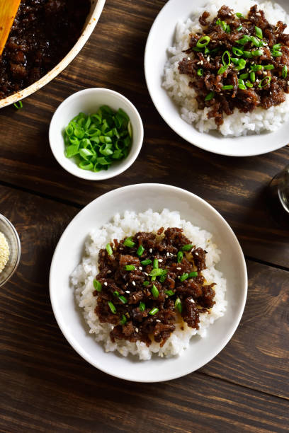 istock Korean ground beef and rice bowls 1305355673