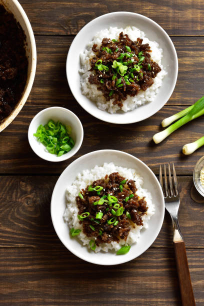 istock Korean ground beef and rice bowls 1305355687