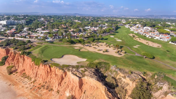 Aerial Golf Park Val de Lobo, Vilamoura, Portugal. Great place overlooking the beach. stock photo